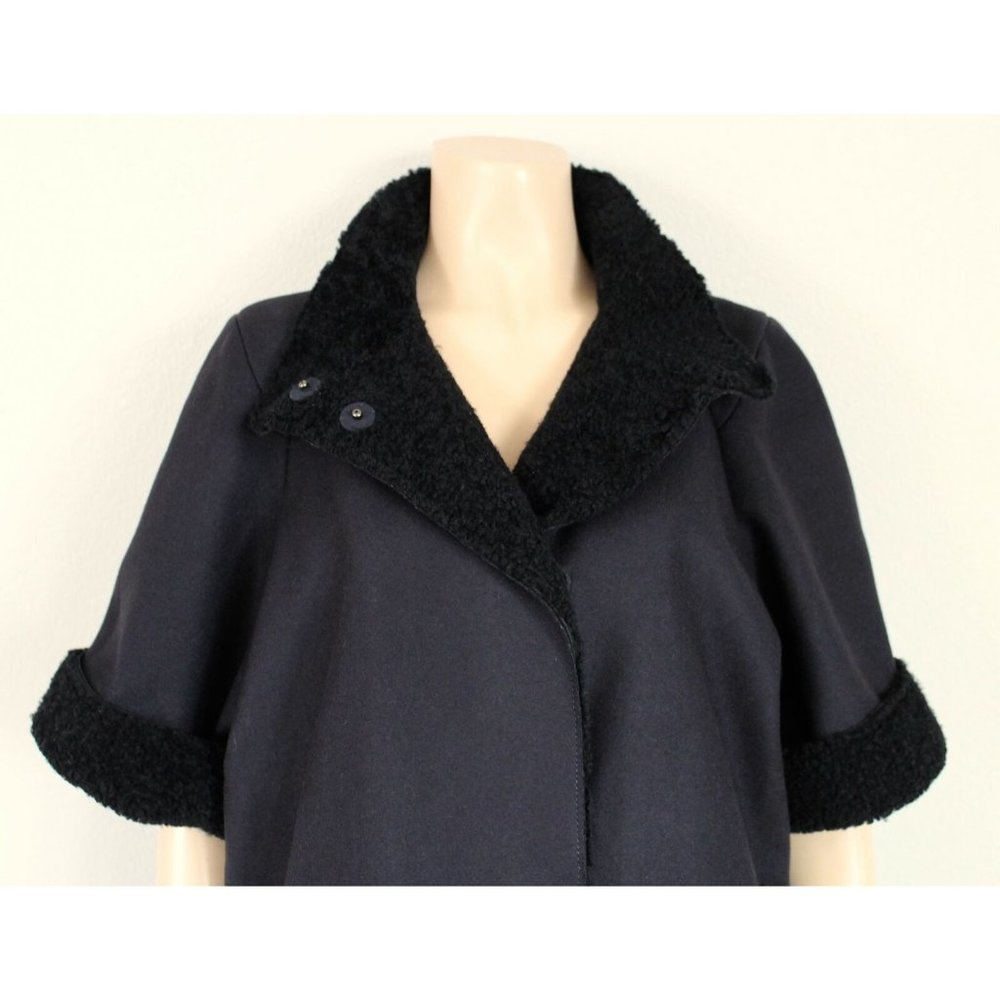 Marni Wool Lamb Shearling Cashmere Black Jacket Coat, Size 42 Us 6 View 4
